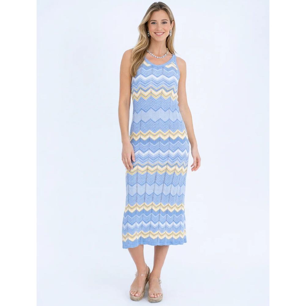 The Burgess Collection Daphne Dress Crochet Sheath Chevron Small preppy coastal